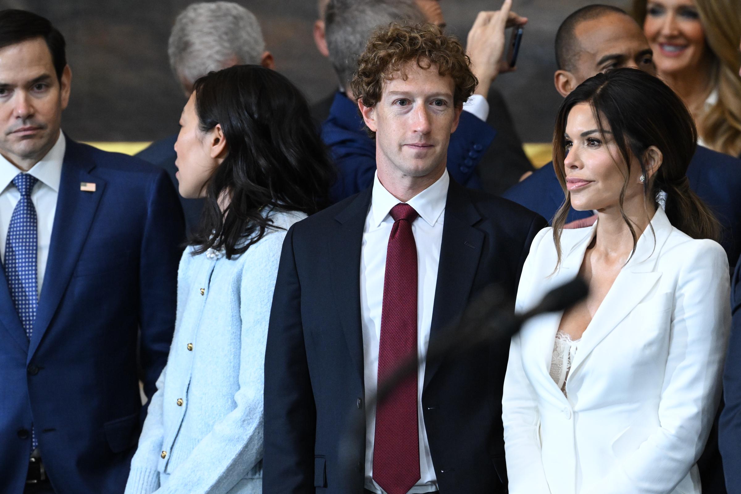 Priscilla Chan, Mark Zuckerberg et Lauren Sanchez au Capitole. | Source : Getty Images