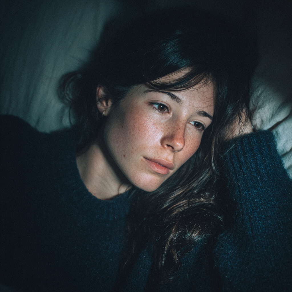 Une femme allongée dans son lit | Source : Midjourney