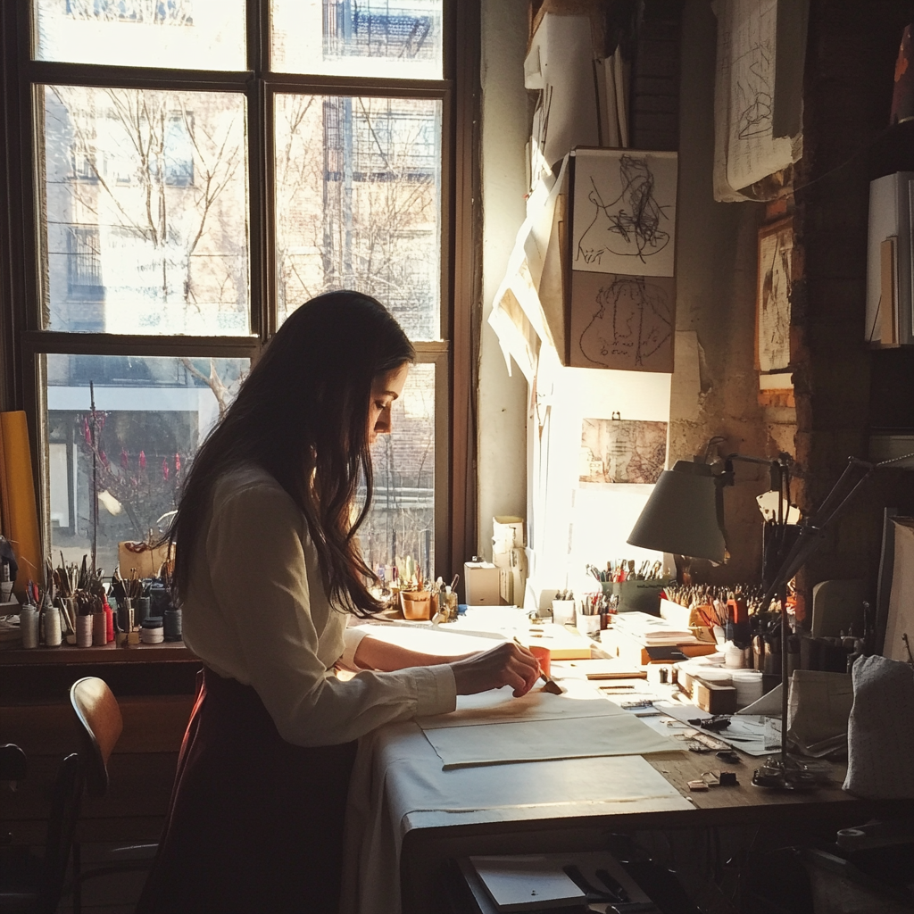 Une femme travaillant comme couturière | Source : Midjourney