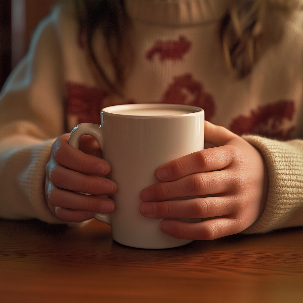 Un enfant tenant une tasse de lait | Source : Midjourney