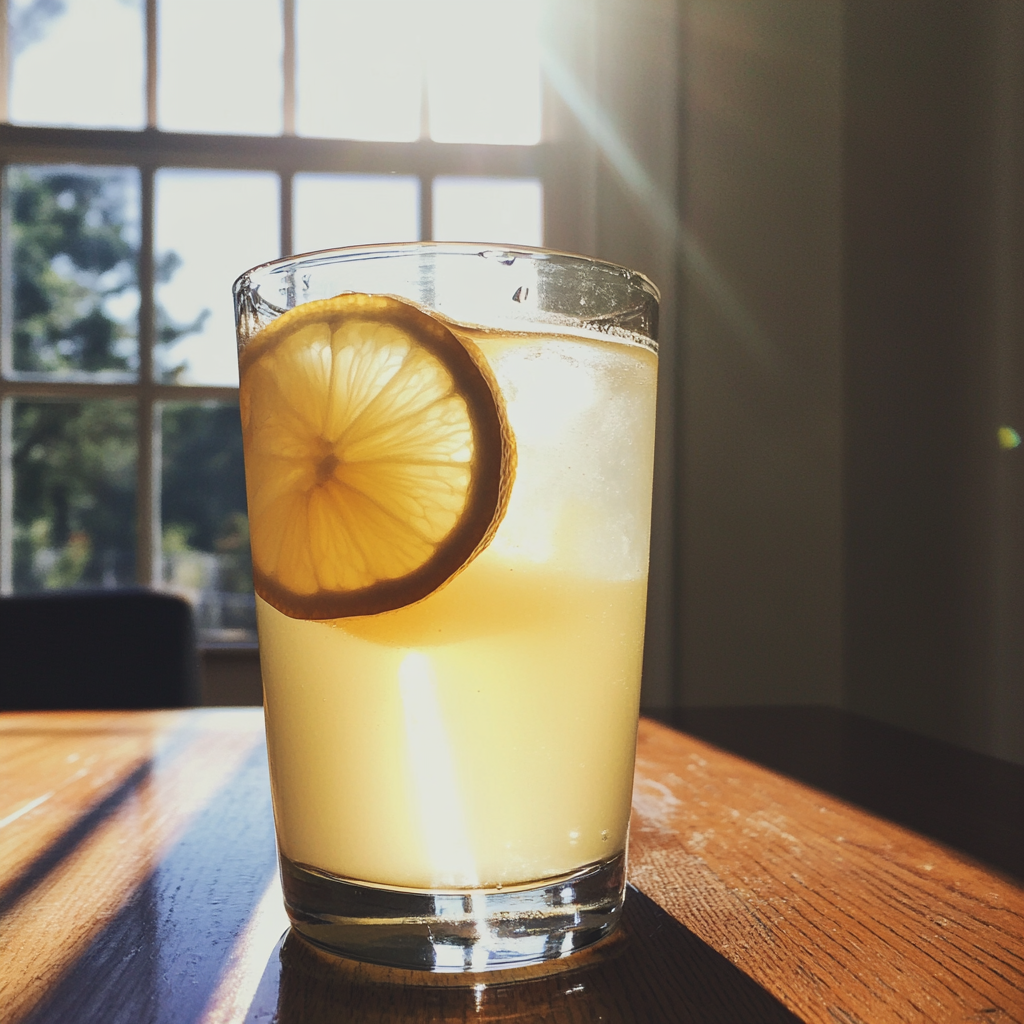 Un verre de limonade sur une table de cuisine | Source : Midjourney