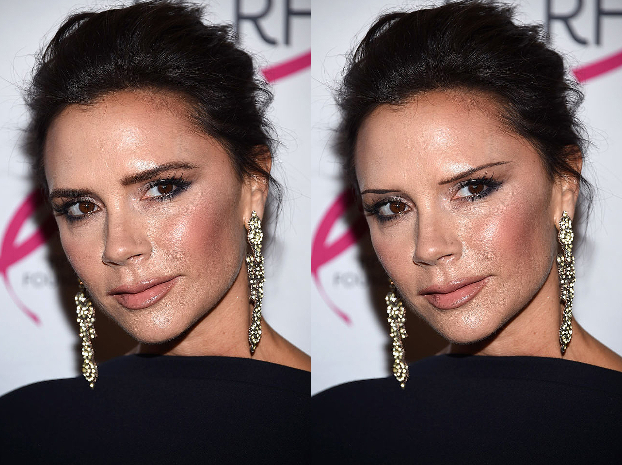 Les sourcils de Victoria Beckham de 2017 vs un look de sourcils fins édité numériquement | Source : Getty Images