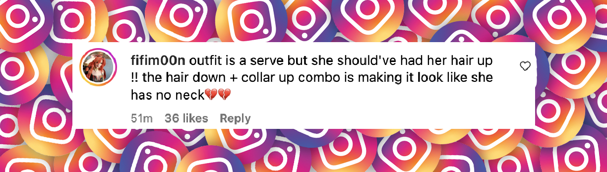 Commentaire d'une internaute sur la tenue de Sabrina Carpenter au Met Gala 2025 | Source : Instagram/justjared