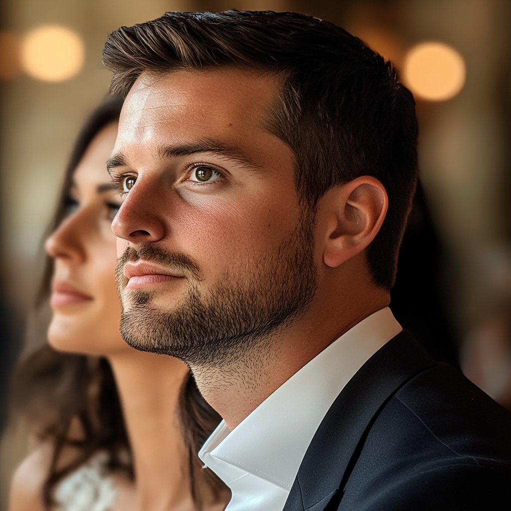 Side view of a groom | Source: Midjourney