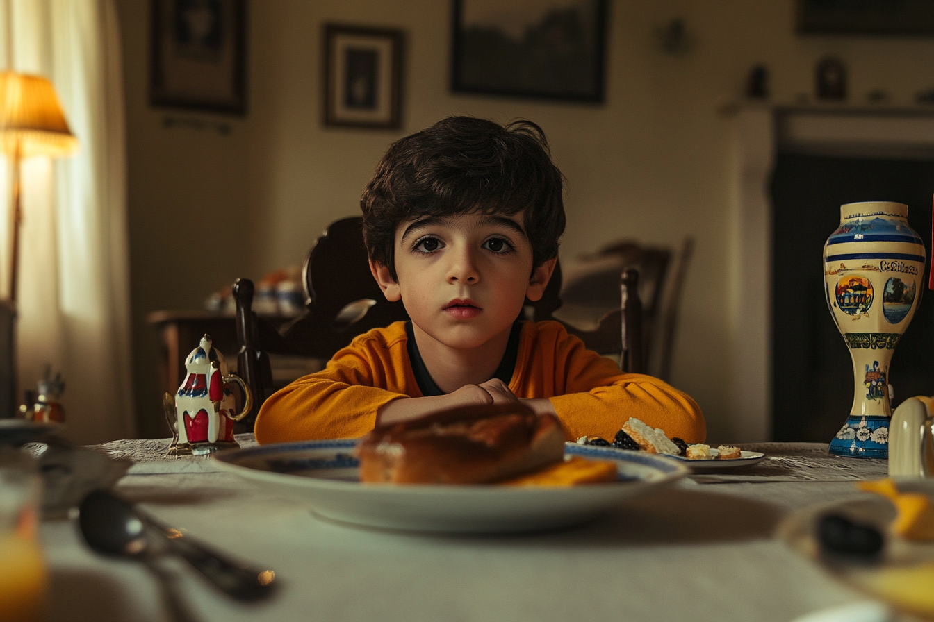 Un enfant à une table à manger | Source : Midjourney