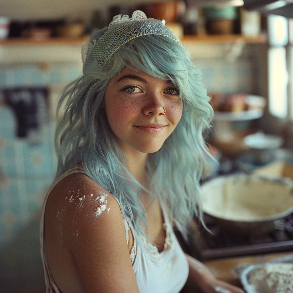 Une femme heureuse qui fait de la pâtisserie | Source : Midjourney