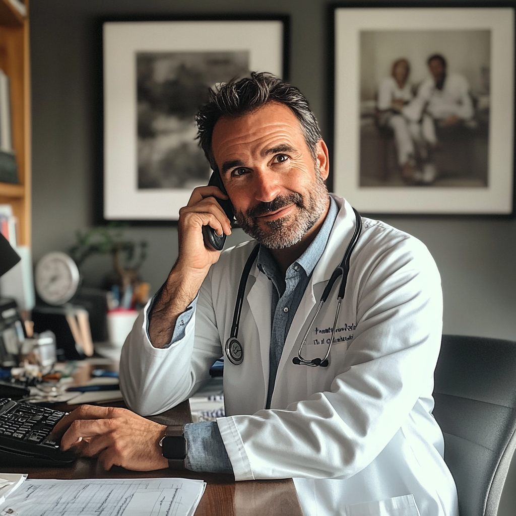 Un médecin qui parle au téléphone | Source : Midjourney