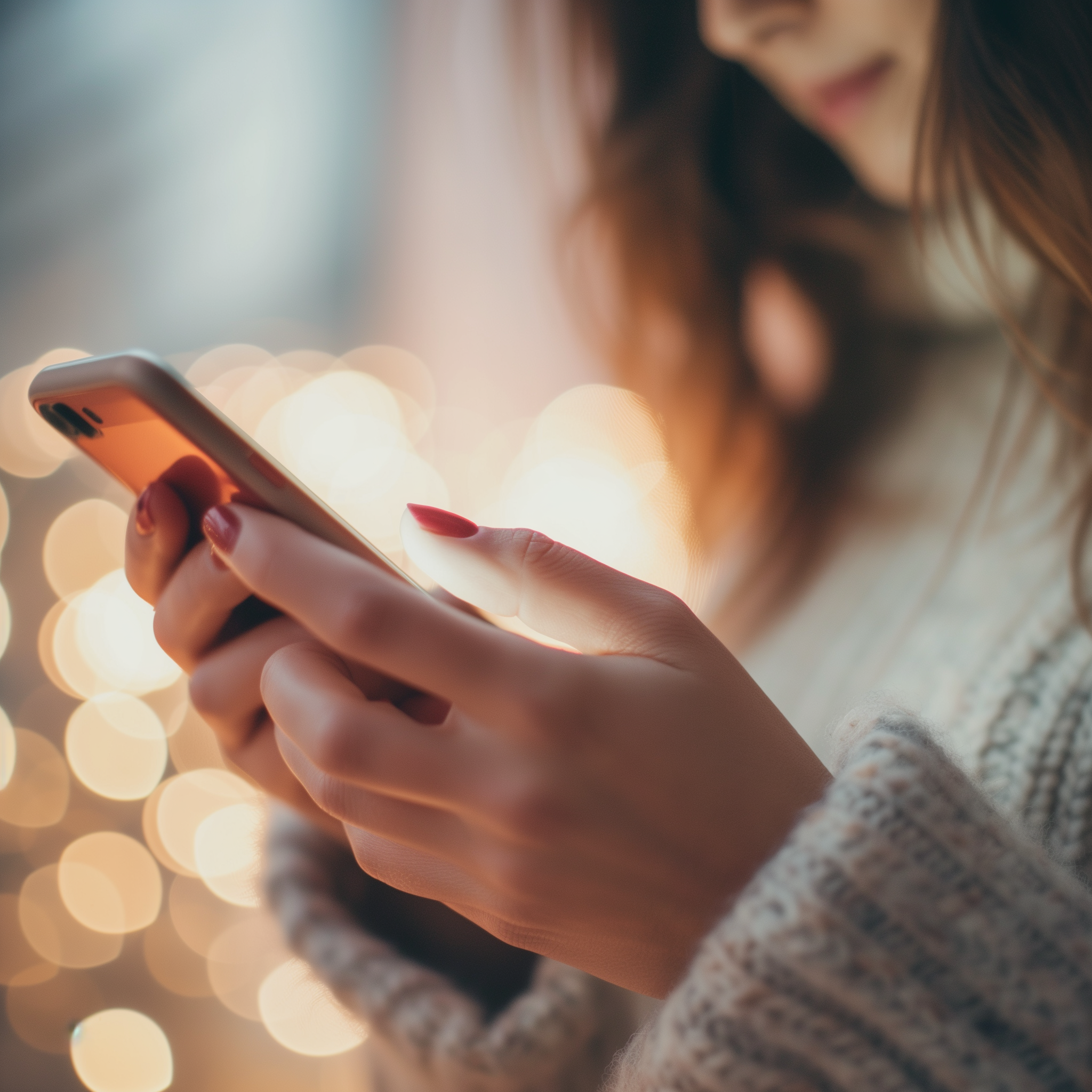 A woman on her phone | Source: Midjourney