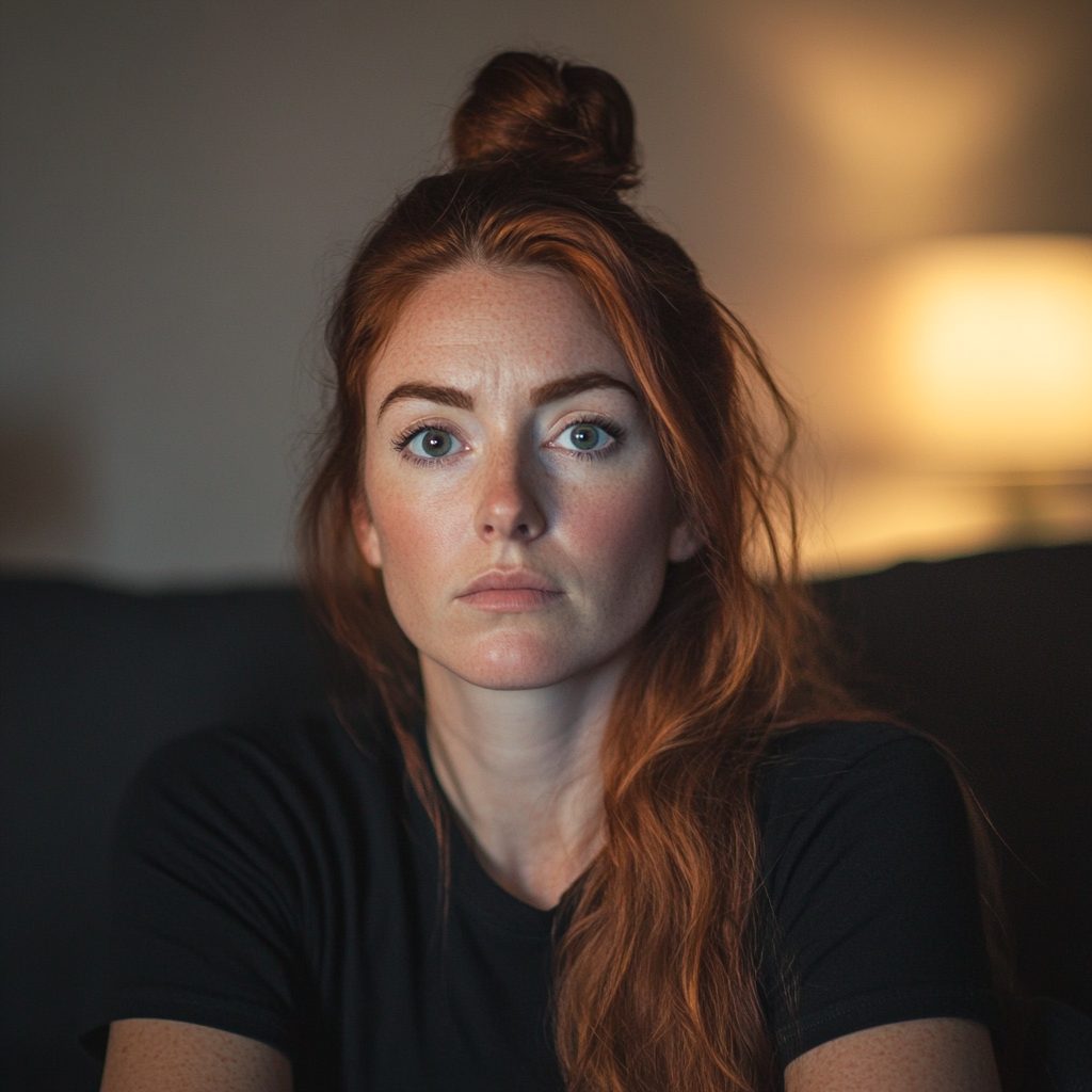 Une femme assise sur un canapé | Source : Midjourney