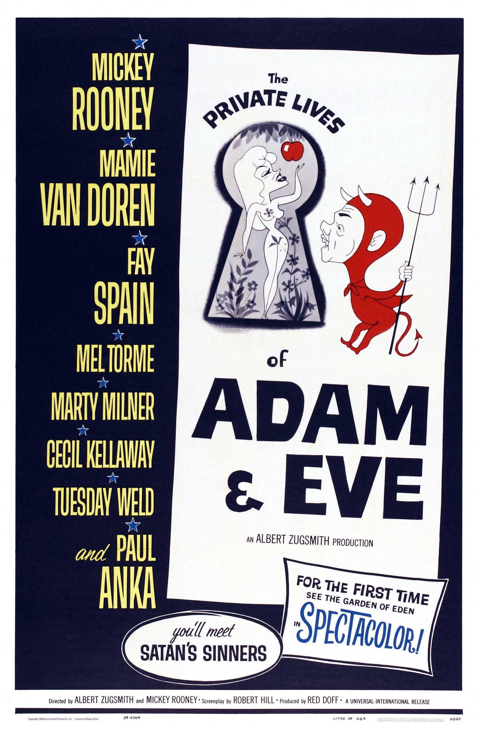 L’affiche de “The Private Lives Of Adam And Eve”, un autre film dans lequel Nancy Bacon a joué, 1960 | Photo : Getty Images