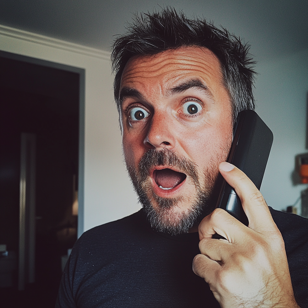 Shocked man talking on the phone | Source: Midjourney