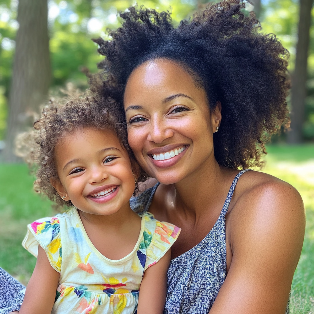 Une femme souriante avec sa fille | Source : Midjourney