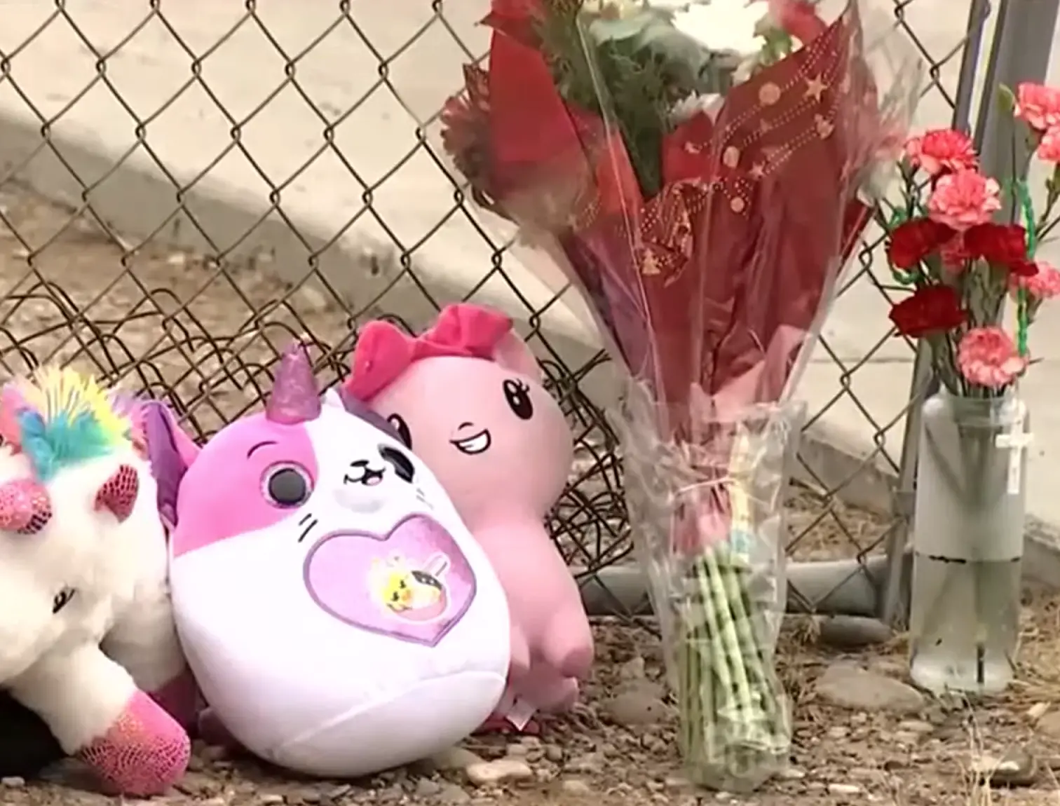 Des fleurs et des animaux en peluche autour de la maison qui a pris feu et tué cinq enfants | Source : Youtube.com/AZFamily | Arizona News
