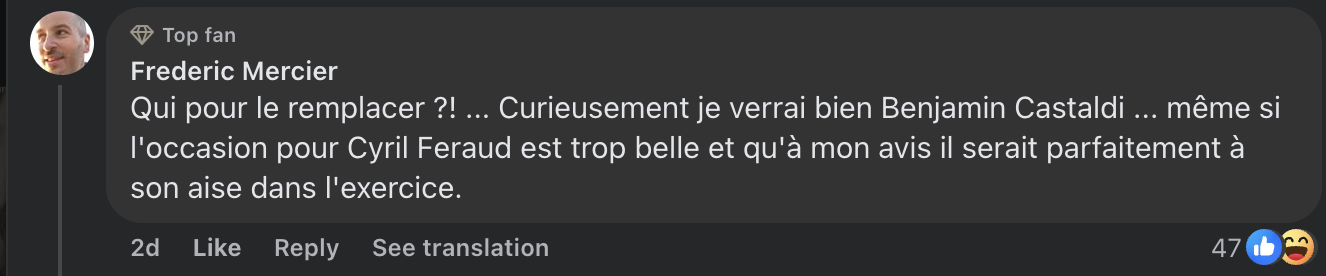 Capture du commentaire d'un internaute I Source : Facebook