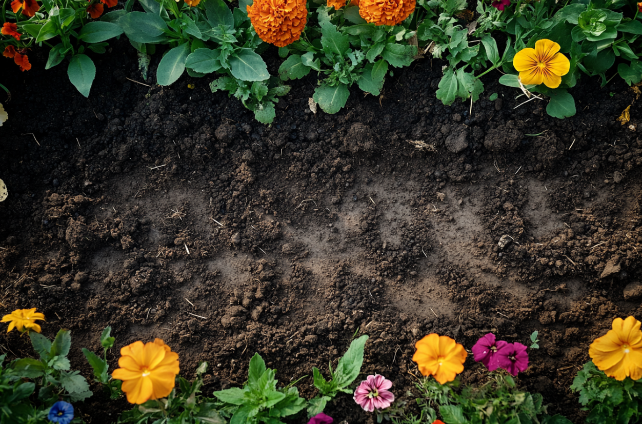 Terre fraîchement retournée dans un parterre de fleurs | Source : Midjourney