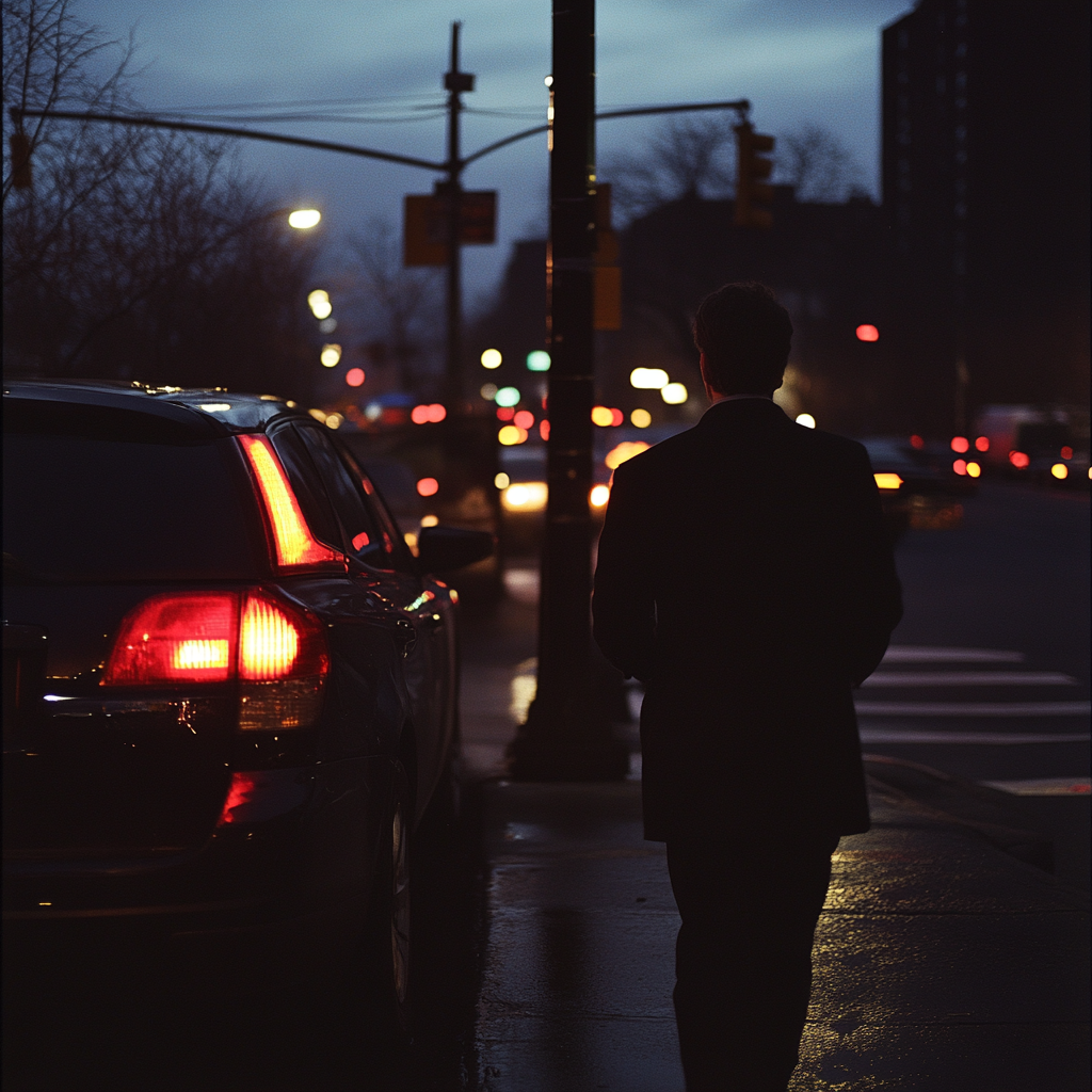 Un homme marchant vers sa voiture | Source : Midjourney