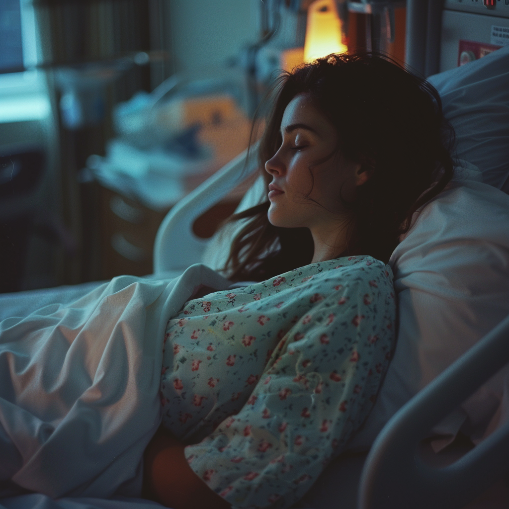 Une femme dans un lit d'hôpital | Source : Midjourney