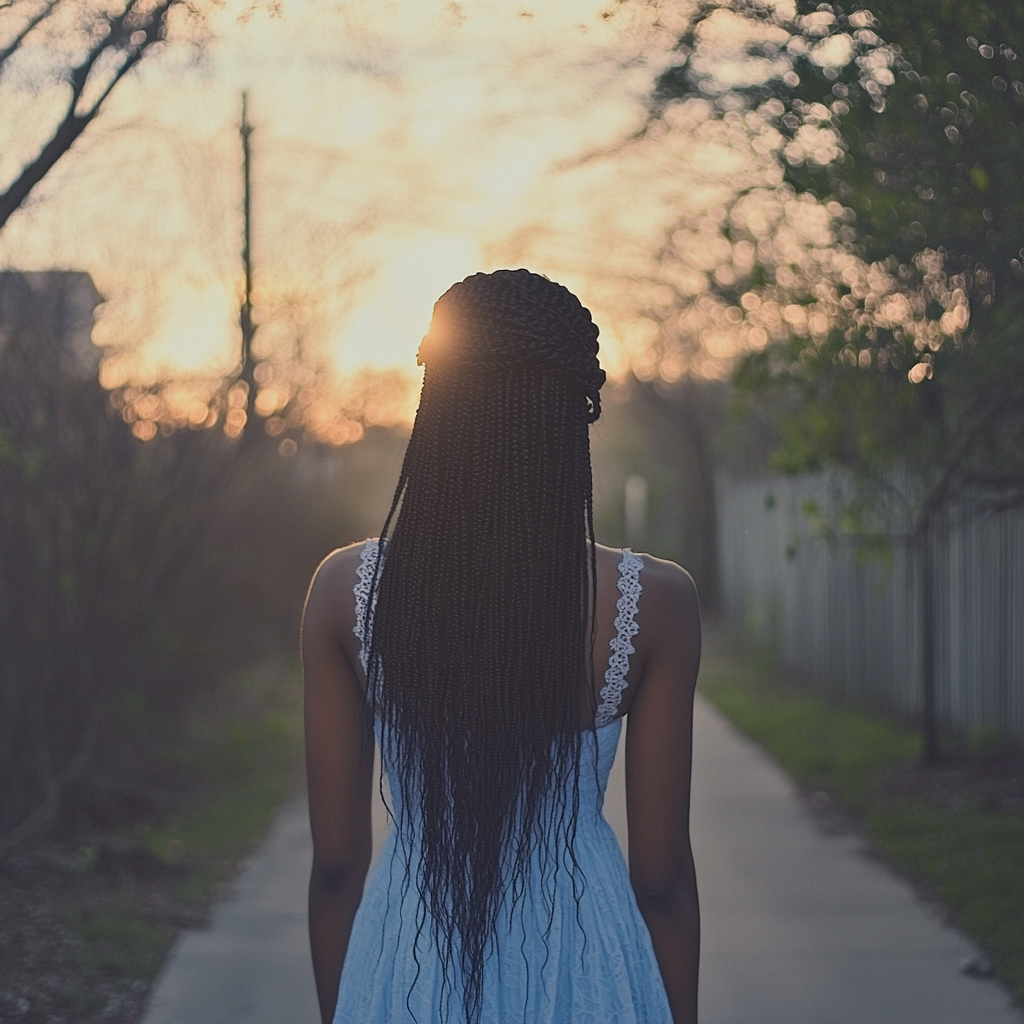 Une femme marchant dans une rue | Source : Midjourney