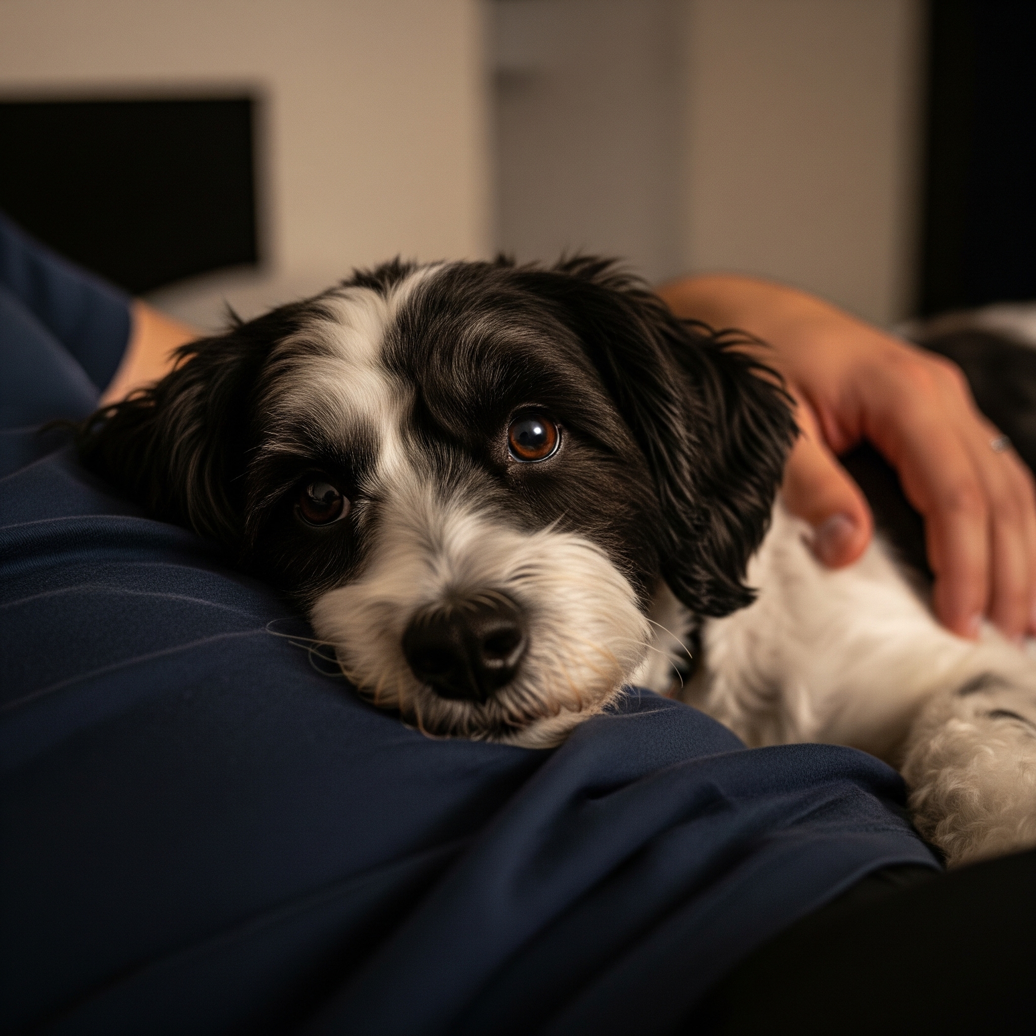 Un chien couché avec son maître | Source : Gemini