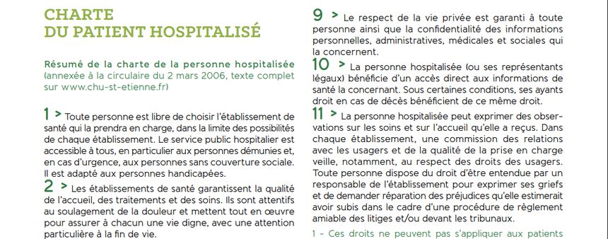 Capture d'écran extrait de la charte du patient du CHU de Saint-Étienne | francebleu.fr