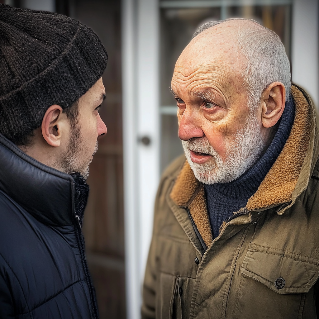 Un jeune homme affronte un homme âgé | Source : Midjourney