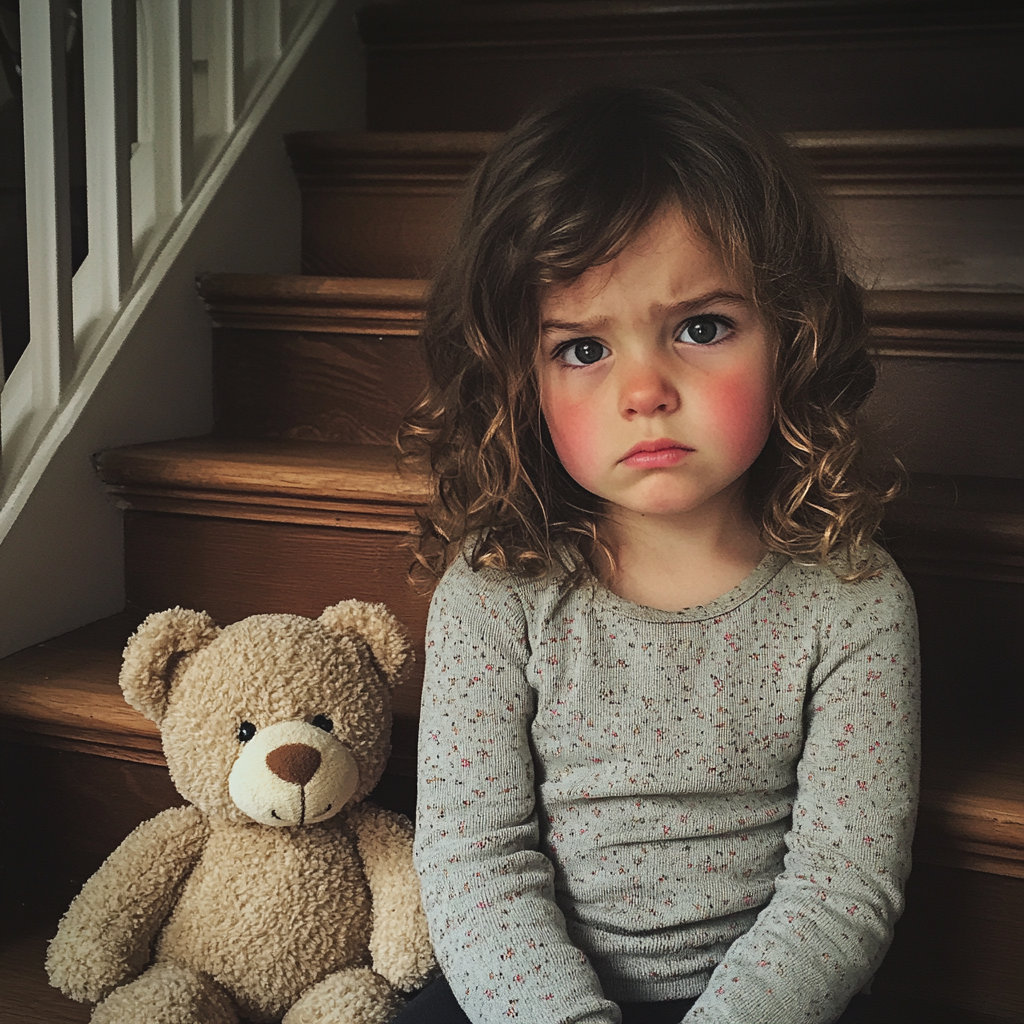 Un enfant assis sur un escalier | Source : Midjourney