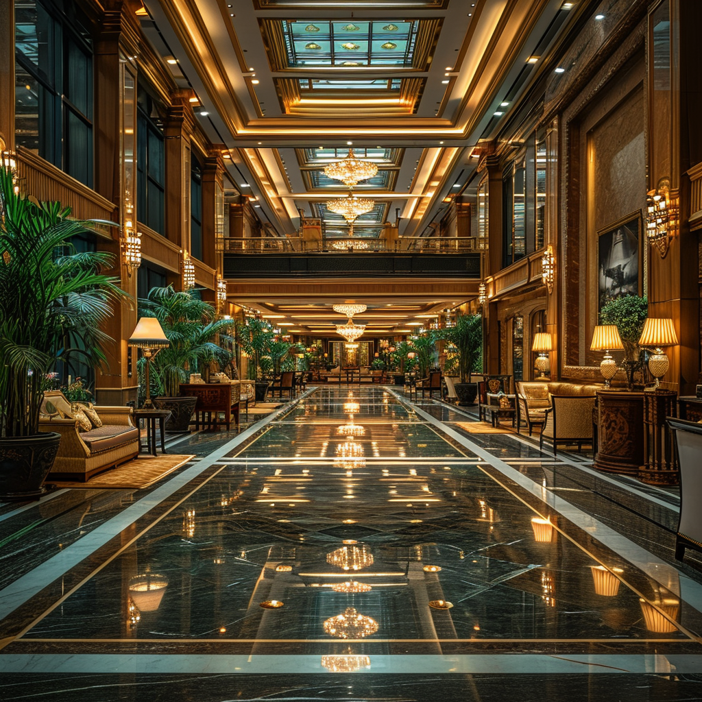 A hotel lobby | Source: Midjourney