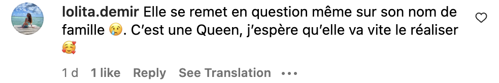 Commentaire d'une internaute sur le choix de nom de scène de Marine | Source : capture Instagram