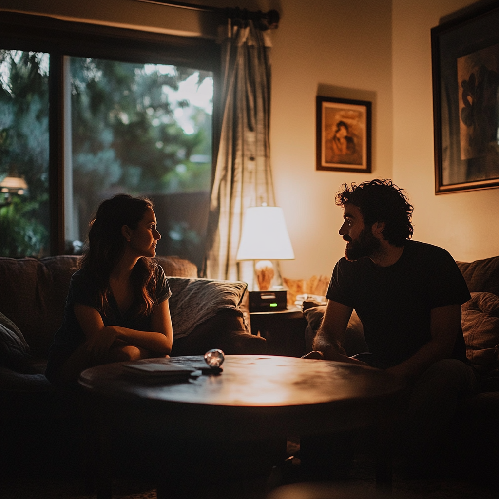 Couple ayant une conversation sérieuse | Source : Midjourney