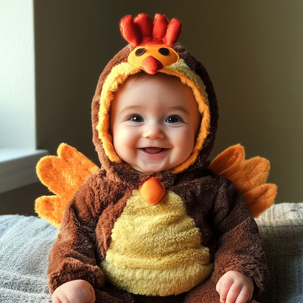 Un bébé dans un costume de Thanksgiving | Source : Midjourney