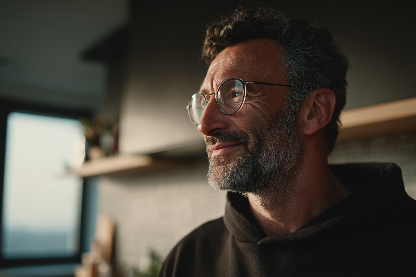 Un homme debout dans sa maison | Source : Midjourney