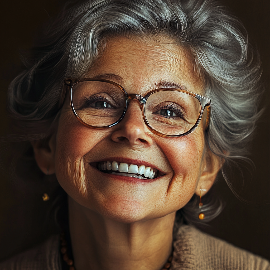 Portrait d'une dame âgée souriante | Source : Midjourney