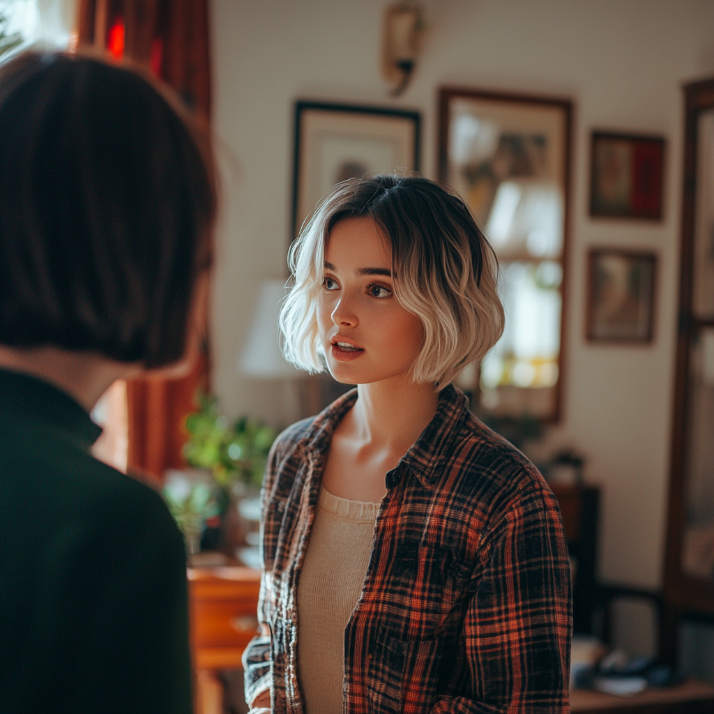 Une femme perplexe qui parle à sa belle-mère | Source : Midjourney