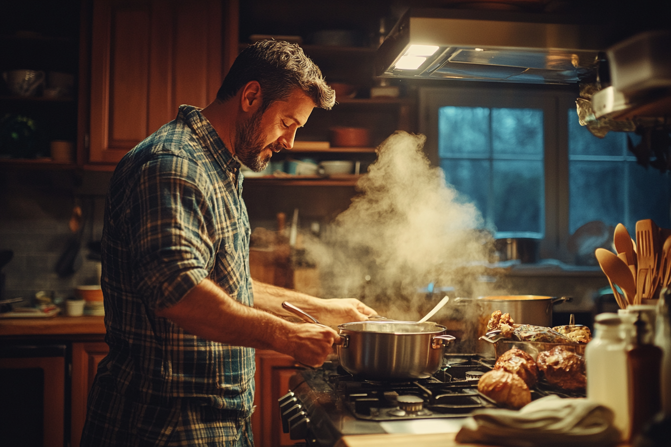 Un homme en train de cuisiner | Source : Midjourney