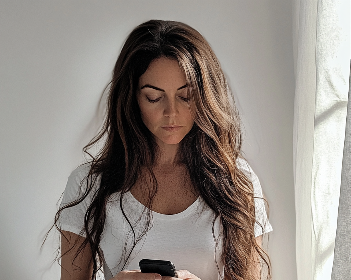 Une femme utilisant son téléphone | Source : Midjourney