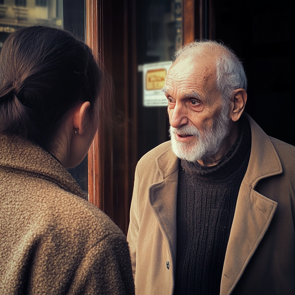 Une femme ayant une conversation avec un homme âgé | Source : Midjourney