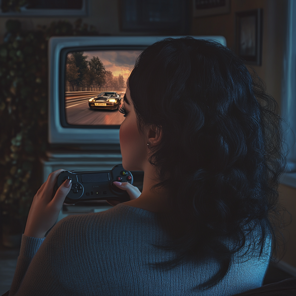 Une femme jouant à un jeu vidéo | Source : Midjourney