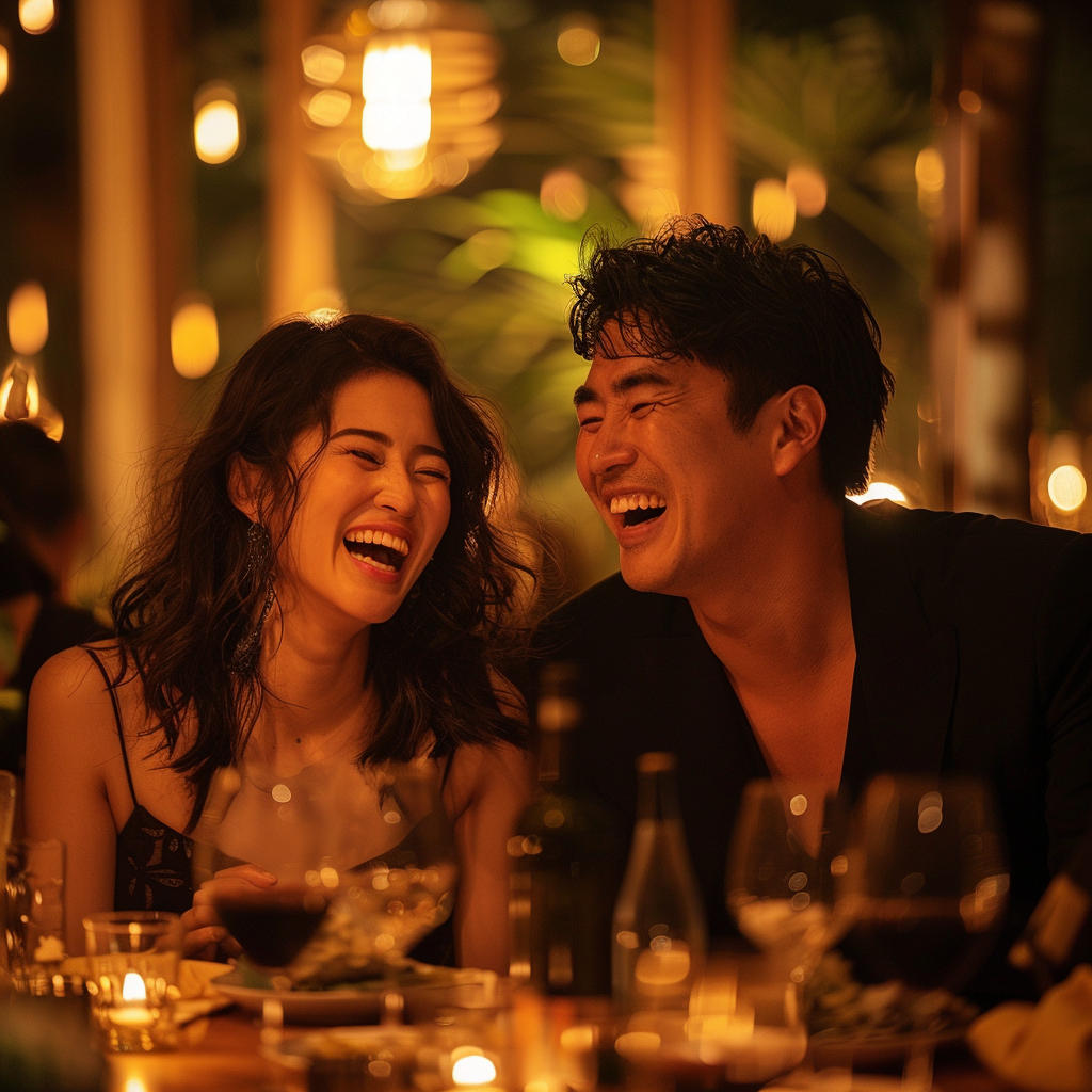 Un couple heureux à une table | Source : Midjourney