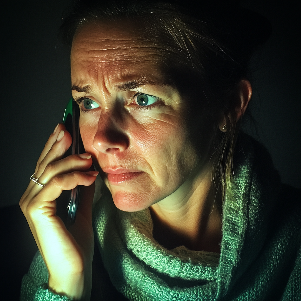 Une femme qui parle au téléphone | Source : Midjourney