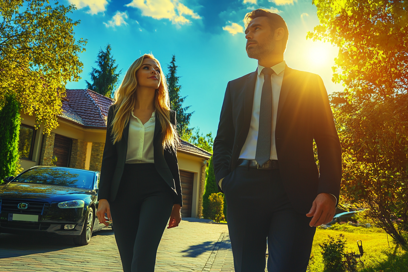 Un homme et une femme remontant une allée | Source : Midjourney