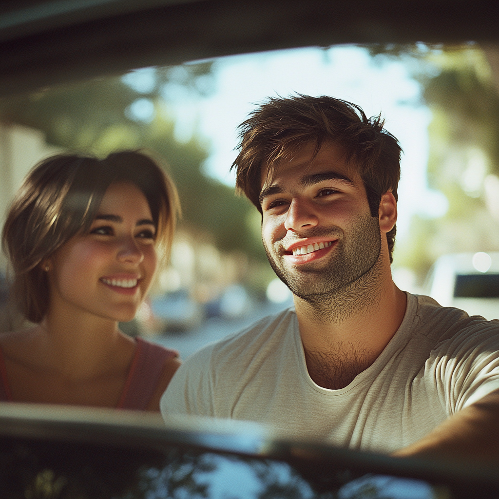 Un couple à l'extérieur près d'une voiture | Source : Midjourney