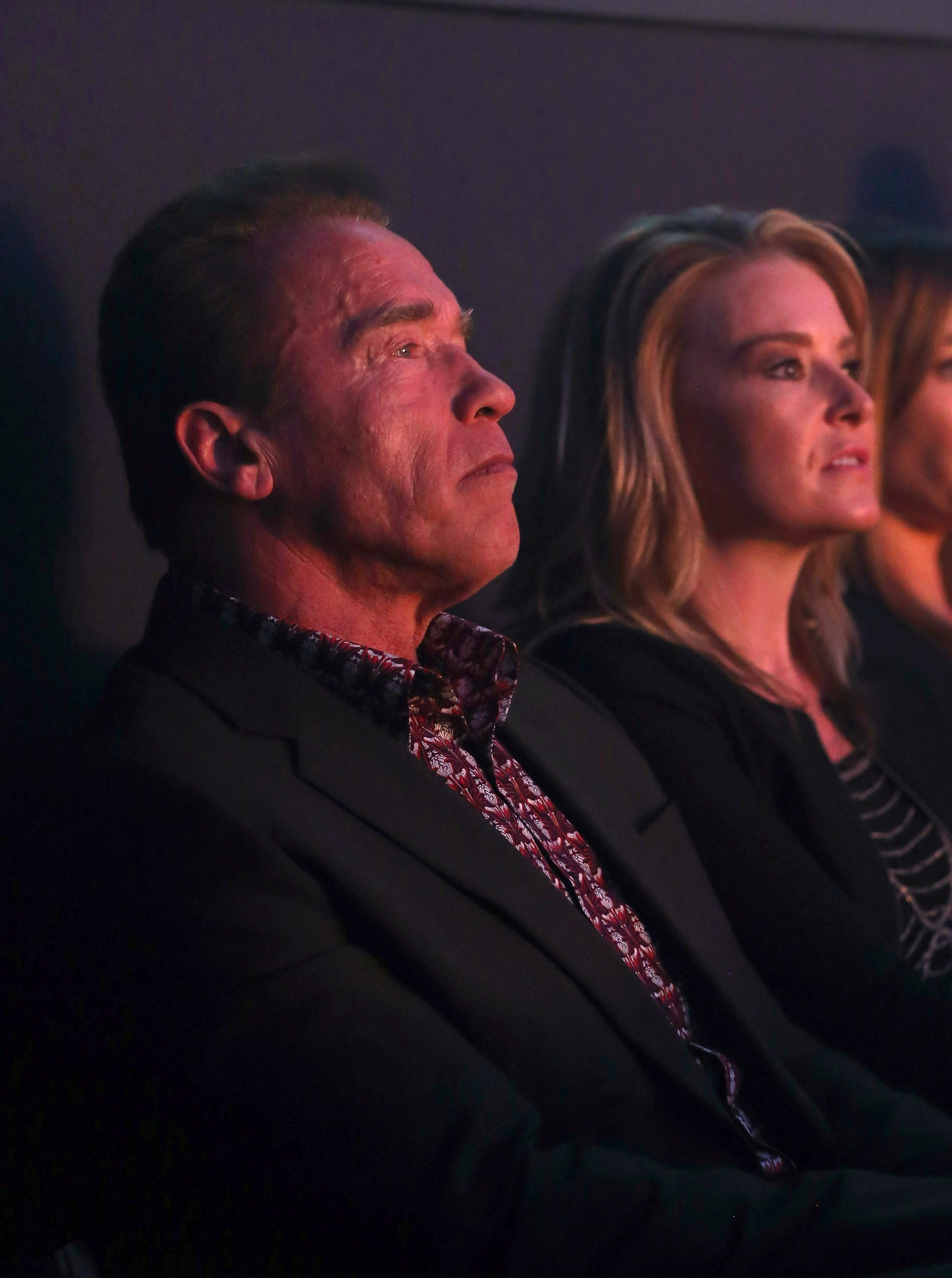 Arnold Schwarzenegger et Heather Milligan assistent au spectacle du réveillon du Nouvel An « Britney : Piece of Me » au Planet Hollywood Resort & Casino, le 31 décembre 2014 à Las Vegas, dans le Nevada | Source : Getty Images