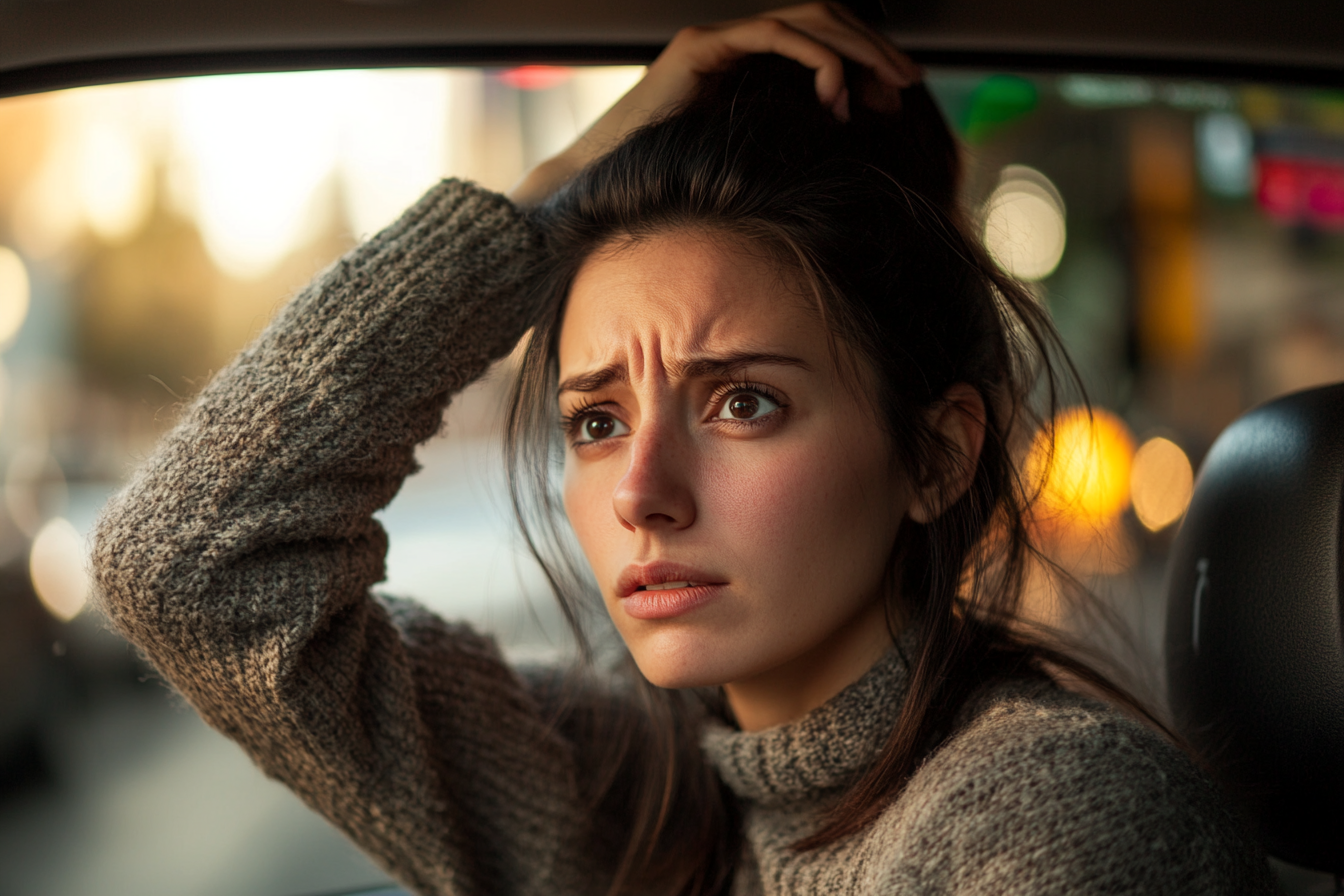 Une femme bouleversée dans sa voiture | Source : Midjourney