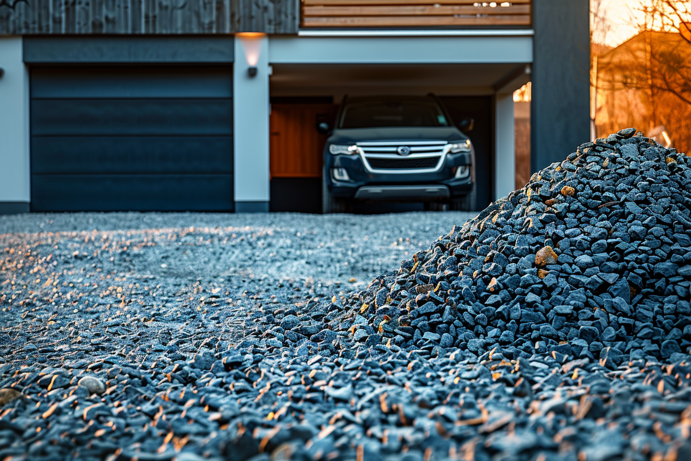 Graviers empilés sur une allée de garage | Source : Midjourney