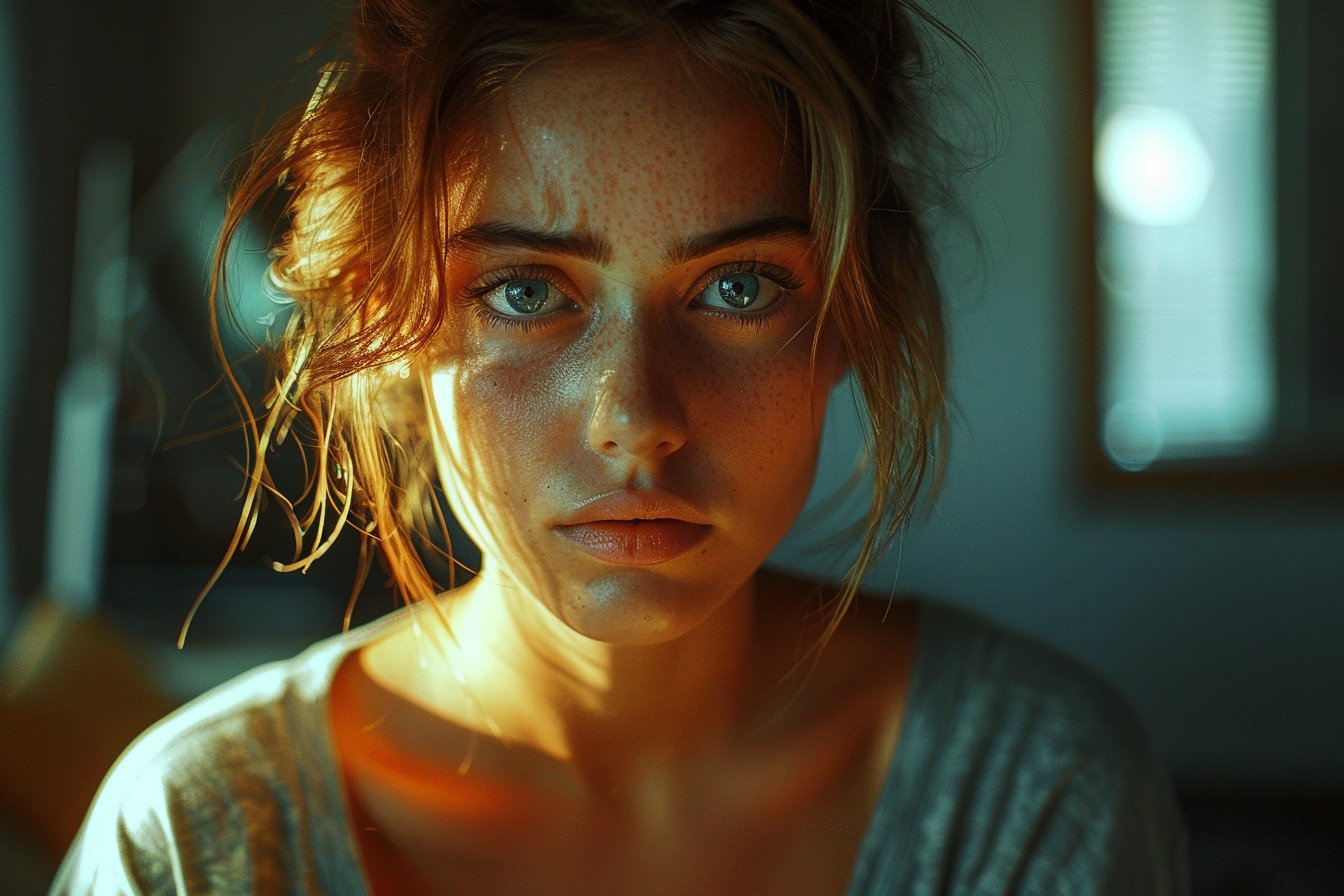 Une femme qui regarde droit devant elle | Source : Midjourney