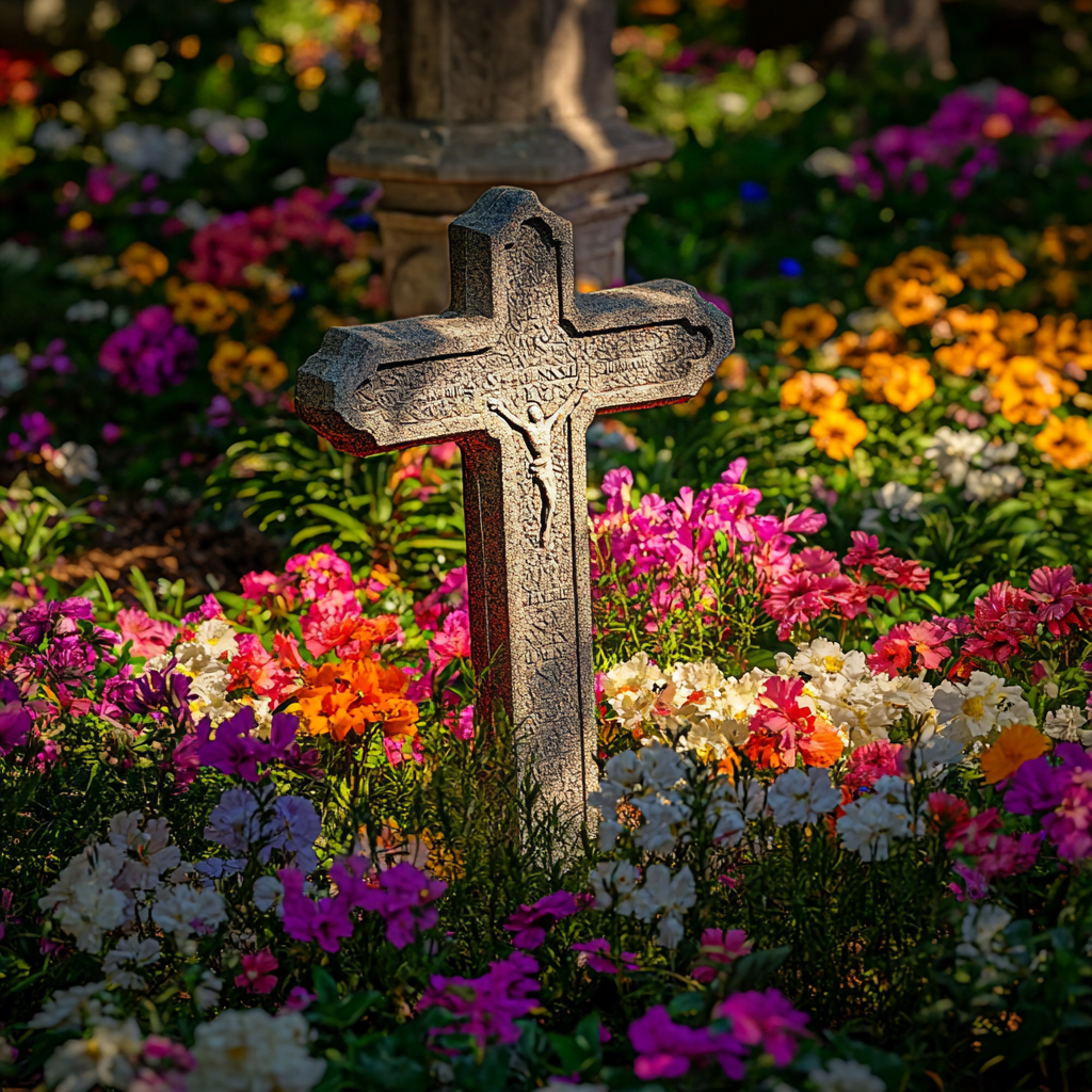 Une croix avec des fleurs | Source : Midjourney