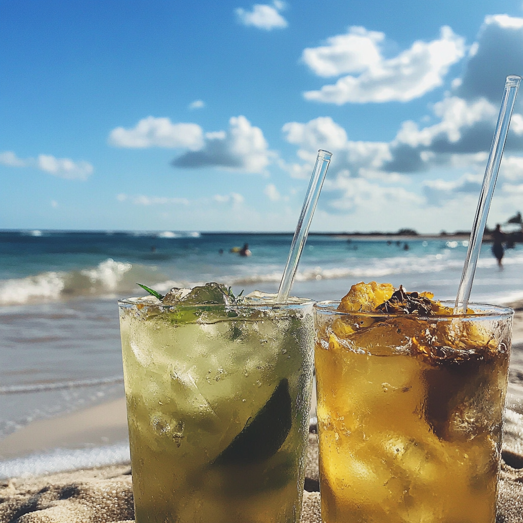 Cocktails sur une plage | Source : Midjourney