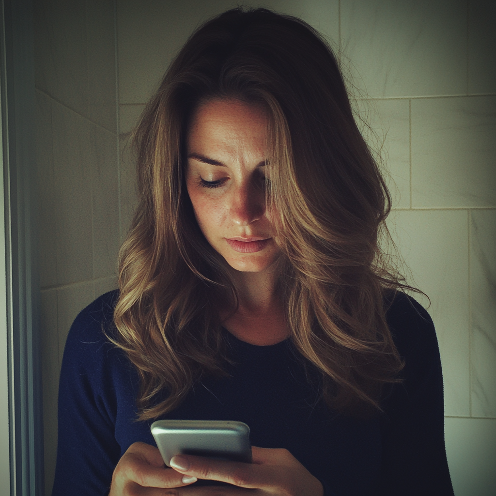 Une femme qui regarde son téléphone | Source : Midjourney