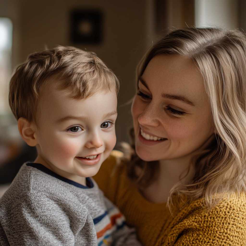 Une femme et un petit garçon s'amusent ensemble | Source : Midjourney