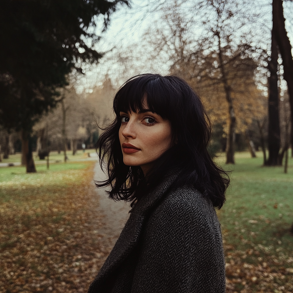 Une femme se promenant dans un parc | Source : Midjourney